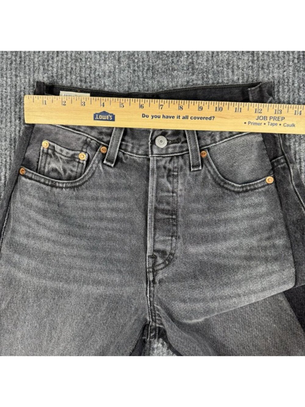 Levi's Premium 501 Jeans Womens 25x30 Black Spliced Straight Raw Hem Button Fly - Picture 14 of 15